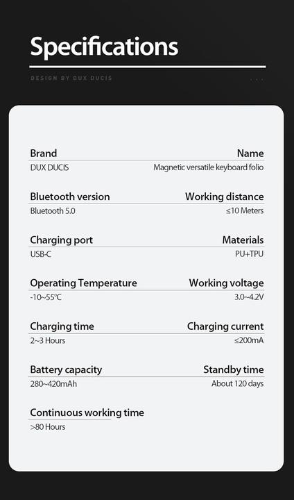 Image du produit Dux Ducis Étui pour clavier de la série DK (US, Apple iPad Air 2020, Apple iPad Pro 11 2020)