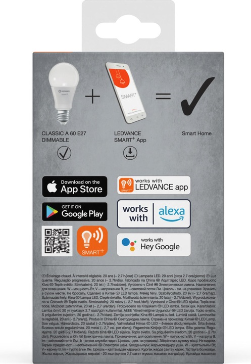Actual product image Ledvance Smart+ Wifi Classic (E27, 9 W, 806 lm, 1 x, F)