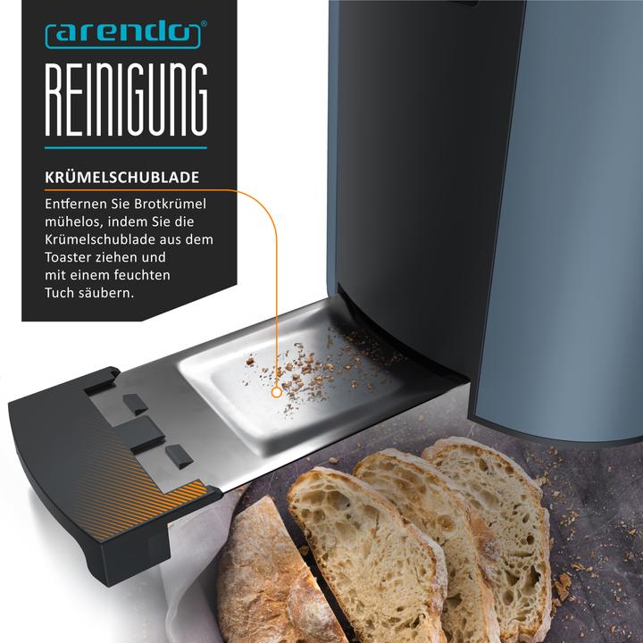 Actual product image Arendo Toaster Edelstahl Langschlitz 2 Scheiben, Doppelwand, Display mit Restzeitanzeige, Brötchenaufsatz
