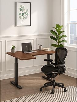 Produktbild Powerton ERGO EDGE TOP Ecktischplatte 160x110-60x2,5 cm, Walnuss (110 x 160 cm)