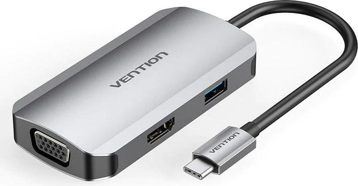 Produktbild Vention USB-C Docking Station to HDMI, VGA, USB 3.0, PD 0.15m TOAHB, gray (USB-C)