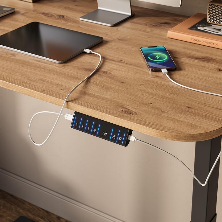 Produktbild Vicco Tischgestell Elevate, Anthrazit, mit USB und USB-C Anschluss