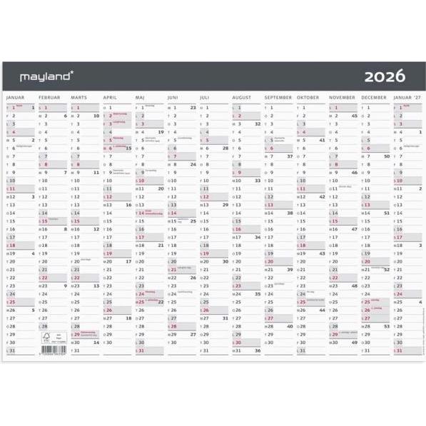 Mayland-Burde, Calendario, Calendario moderno A3 1x13 mdr. 2026 (A3)