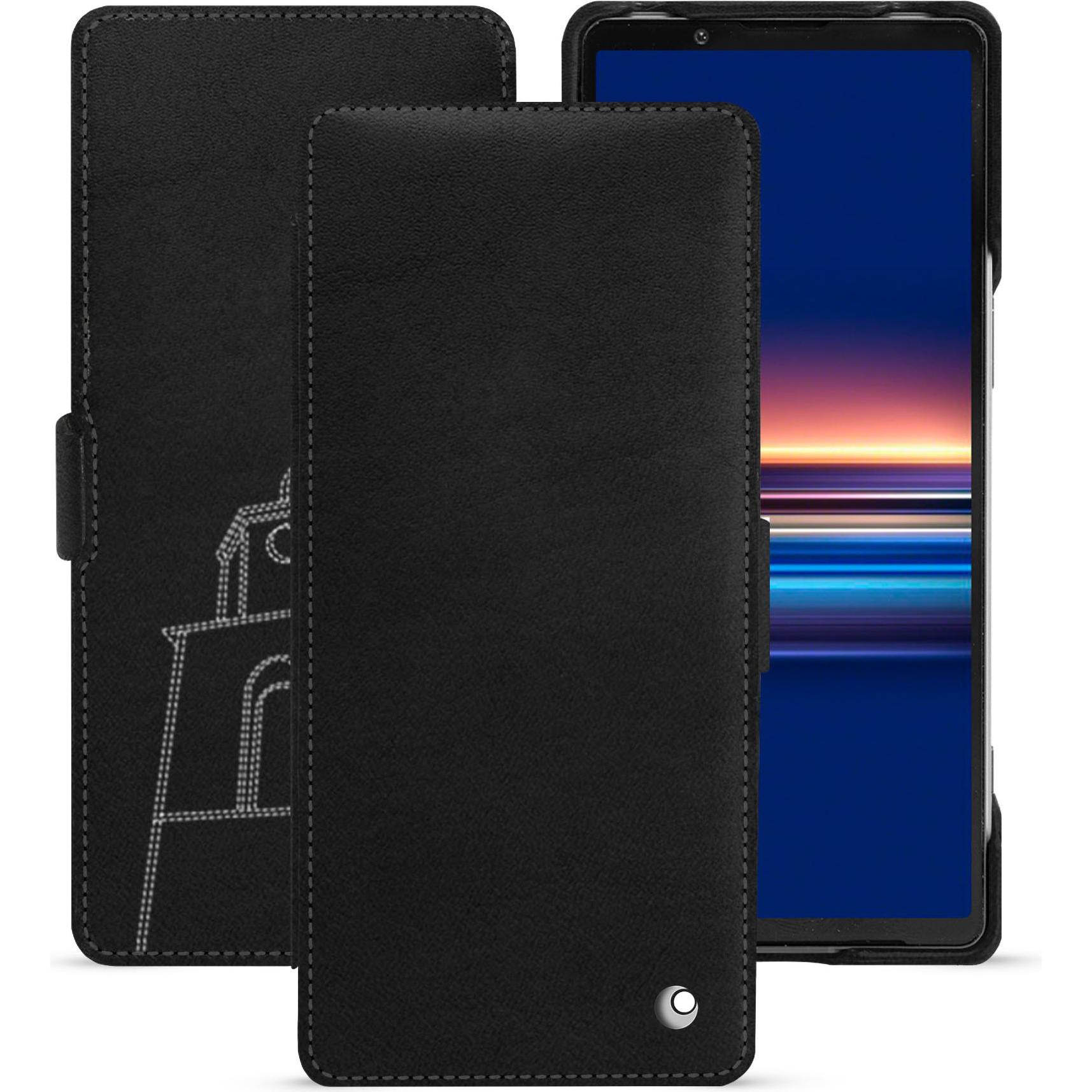 Noreve Lederschutzhülle horizontal (Sony Xperia 5 V), Smartphone Hülle, Schwarz