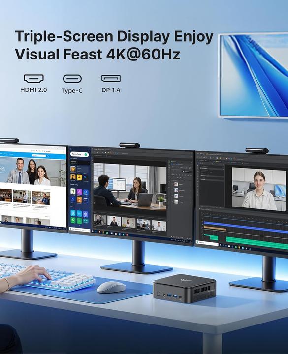 Immagine prodotto NiPoGi Mini PC E3B mit Ryzen V2748, 4K, WiFi 6, BT5.2 (512 GB, 16 GB, Radeon RX Vega 7)