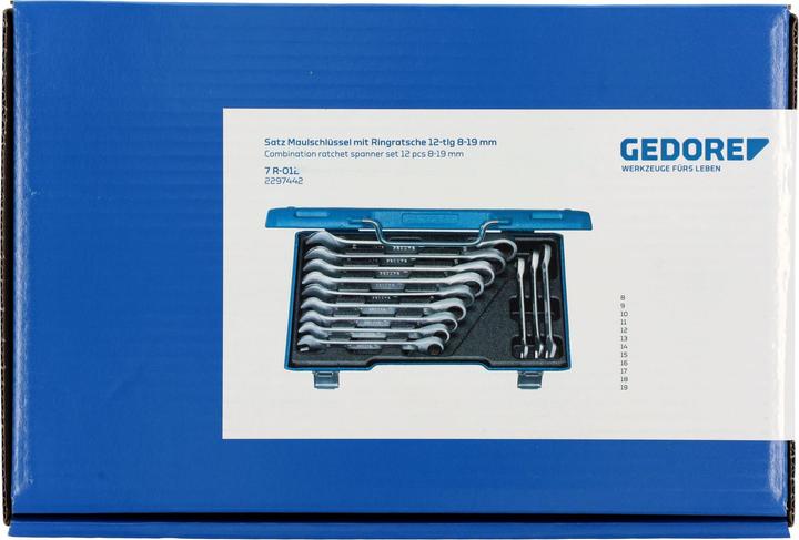 Image du produit Gedore 7 R-012 Jeu de clés à fourche à cliquet 12 pièces 8-19 mm (10 mm, 11 mm, 12 mm, 13 mm, 14 mm, 15 mm, 16 mm, 8 mm, 9 mm)