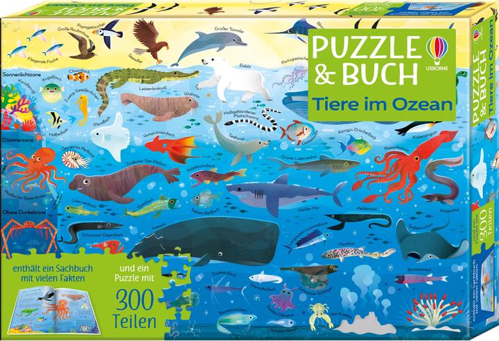 Puzzle & Buch: Tiere im Ozean (300 Teile)