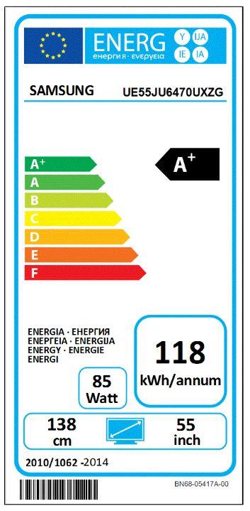 Label énergétique Samsung Ue55ju6470 (55", LCD, 4K, 2015)