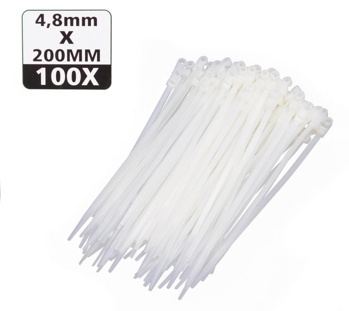 Produktbild Benson Kabelbinder anschraubbar 4,8 x 200 mm 100-tlg weiss (200 mm, 100 Stk.)