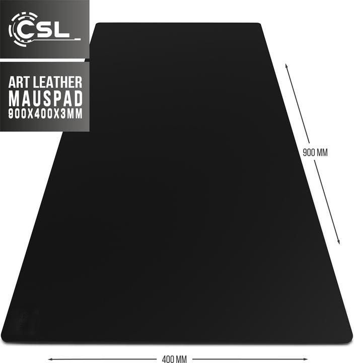 Produktbild CSL Mauspad, Mausmatte XXL, Elegante Leder Optik, Schreibtischunterlage 900 x 400 mm, schwarz mit Logo (XXL)