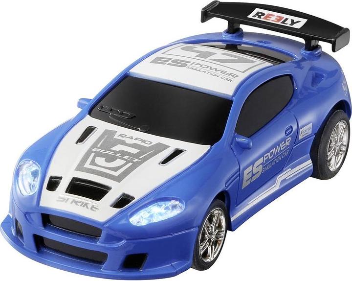 Actual product image Reely Mini Racer Blue-White Brushed 1:64 RC model car electric road model Hec (RTR Ready-to-Run)
