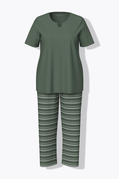 Produktbild Ulla Popken Pyjama, Ringel, Tunika-Ausschnitt, Halbarm (46, 48)
