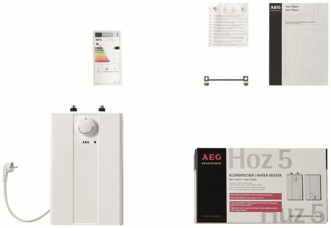 Actual product image AEG Haustechnik low-pressure water heater Huz 5 Basis, 5-litre under-sink boiler, with plug