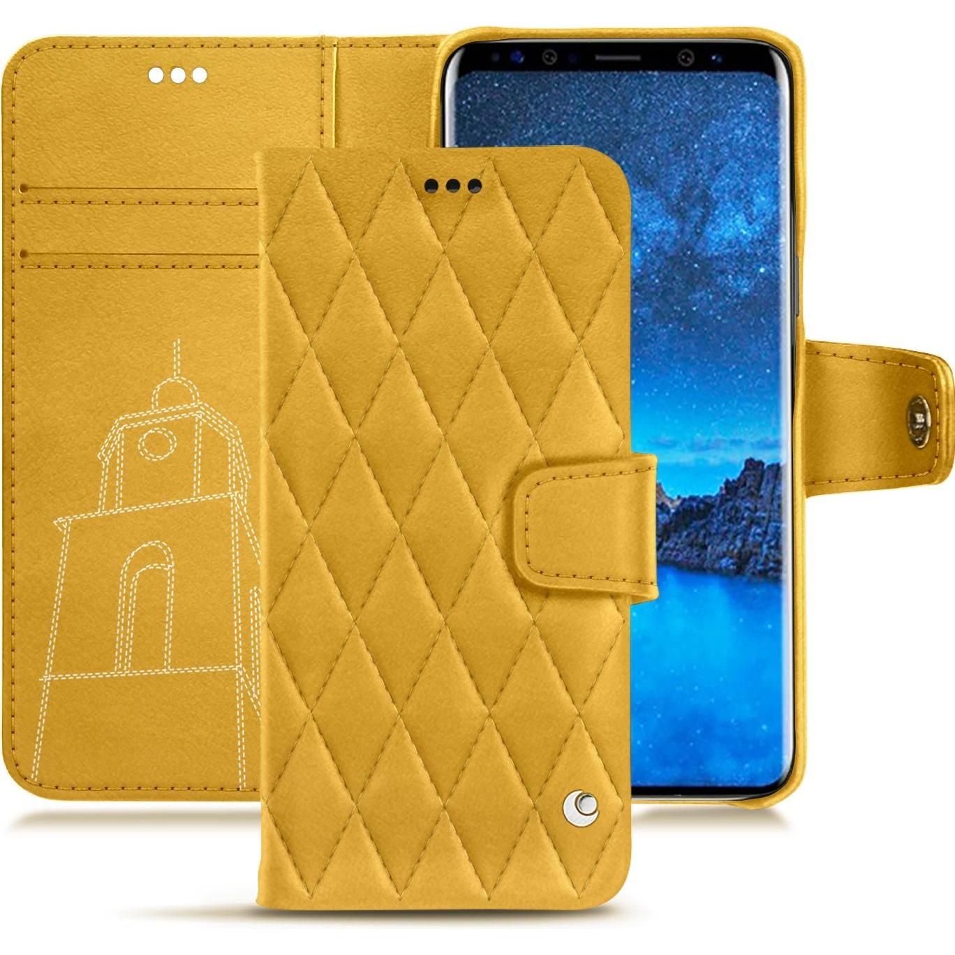 Noreve Lederschutzhülle Wallet (Samsung Galaxy S9+), Smartphone Hülle, Orange