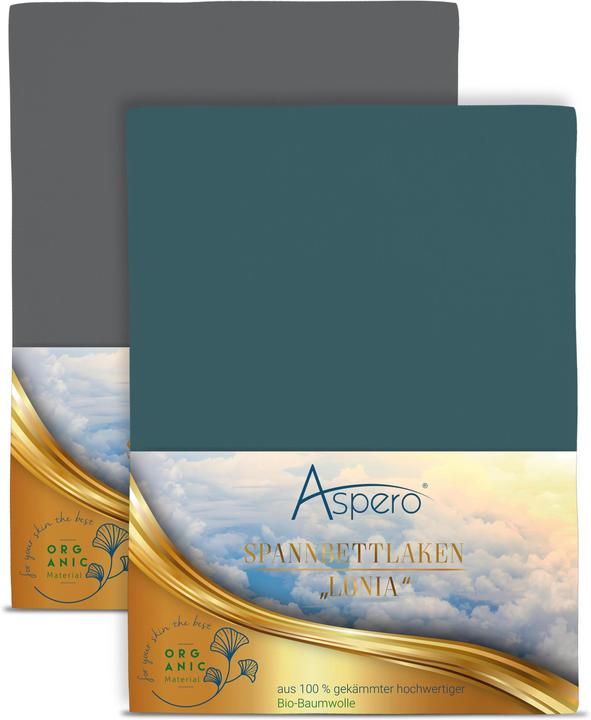 Actual product image Aspero 2 x fitted sheets made from organic cotton (90-100 x 200 x 35 cm)