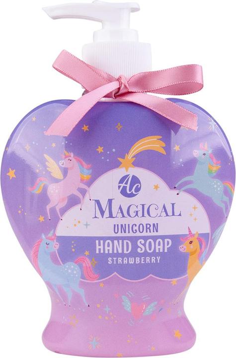 Actual product image Accentra Seifenspender mit Flüssigseife MAGICAL UNICORN in Herzform mit Einhorn Design (Device, 400 ml)