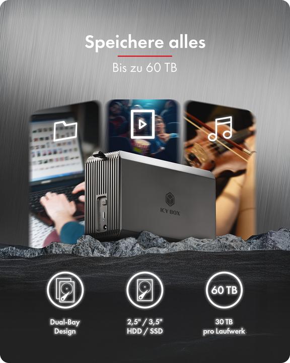 Productafbeelding Icy Box Raid System IcyBox für 2-Bay 2,5"/3,5" SATA HDD/SSD (2.5", 3.5")