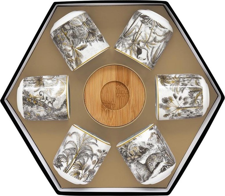 Immagine prodotto Easy Life Coffee Mania 6 tazze da espresso con piattino. 1 GB, "Retro Jungle",1 (110 ml, 6 x)