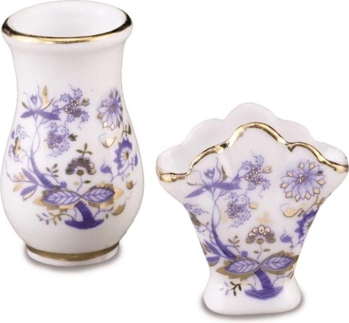 Actual product image Reutter 001.378/5 - "Blue Onion" flower vase set, miniature