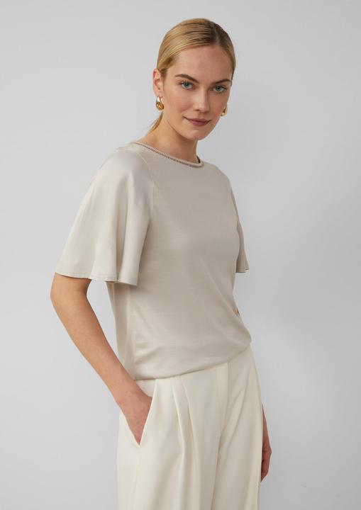 Produktbild S.Oliver T-Shirt Viskose-T-Shirt mit Rundhalsausschnitt und Satin-Ärmeln (42)