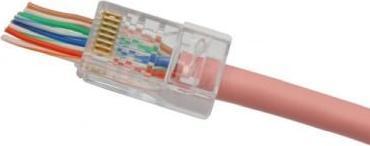 Actual product image Exertis Connect Modular plug RJ45 easy plug, Cat. 6, UTP, for multi-conductor cables, for crimping, PU 10 pieces (U/UTP, CAT6)