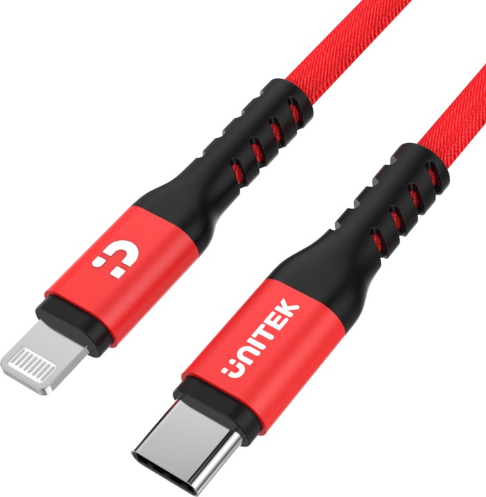 Produktbild Unitek C14060RD Lightning-Kabel 1 m Rot (1 m, USB 3.2)