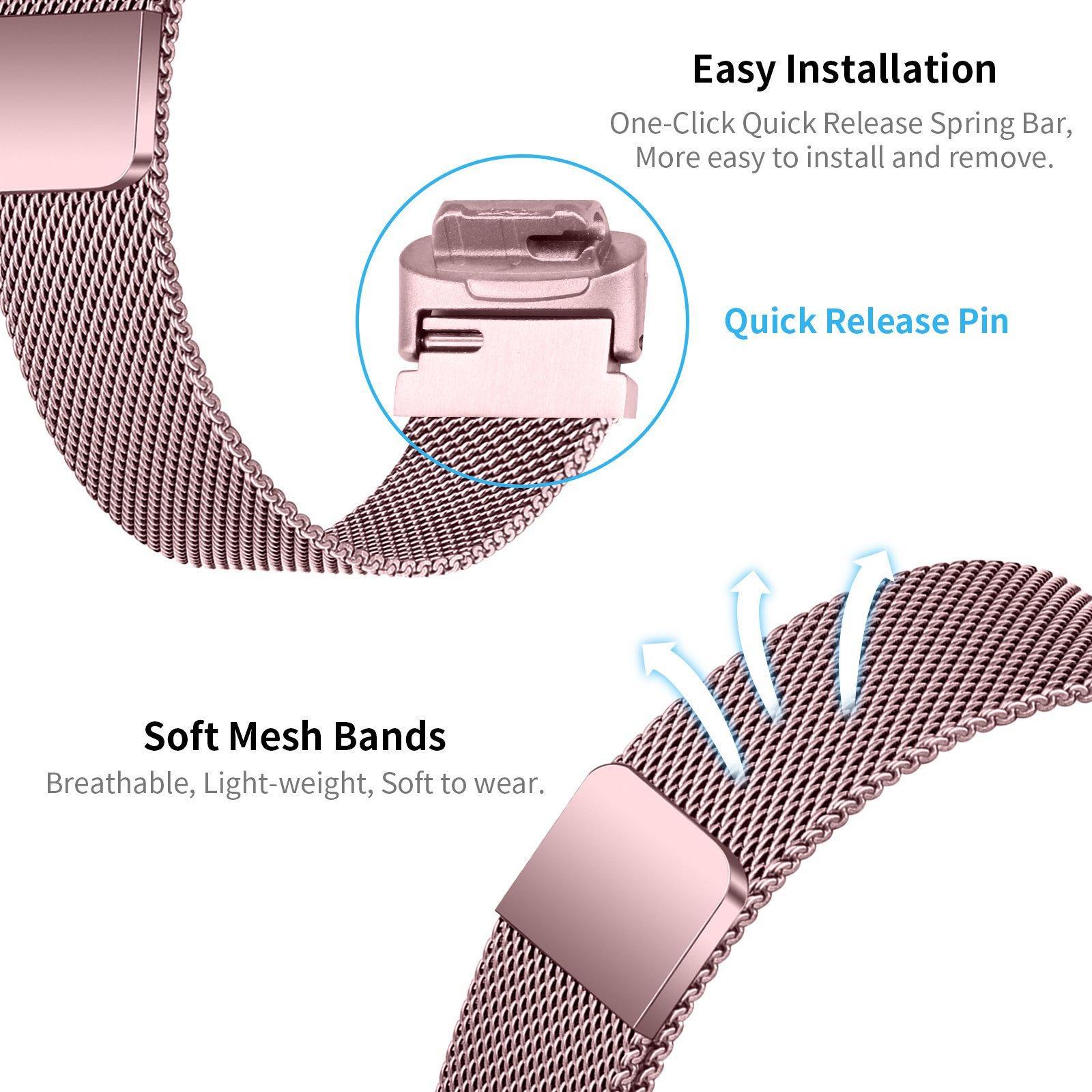 Thumbnail - Strap-it Milanaise Armband (Edelstahl, Inspire 3), Uhrenarmband, Pink
