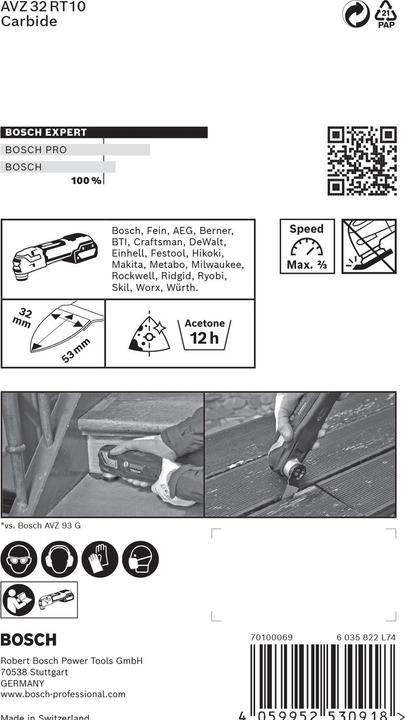 Produktbild Bosch Professional Zubehör EXPERT Sanding Finger Fine AVZ 32 RT10 Schleifplatte für Multifunktionswerkzeuge, 32 x 50 mm (Rt10)