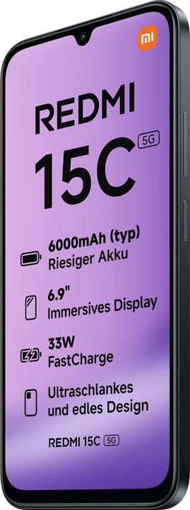 Image du produit Xiaomi Redmi 15C 4G (128 Go, Midnight Black, 6.90", Double SIM, 4G)