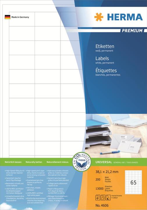 Produktbild HERMA Universal Etiketten A4