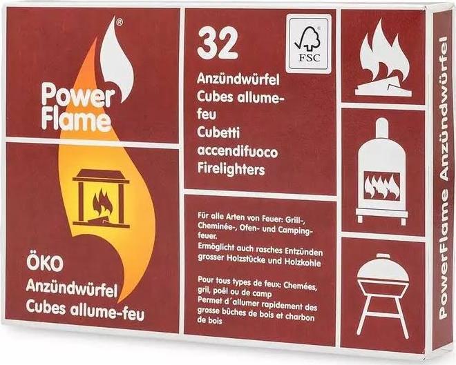 Actual product image Power Flame Rape wood fire cubes