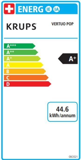 Label énergétique Krups Vertuo Pop (NESPRESSO Vertuo, Prise UE)