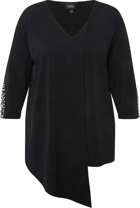 Produktbild Ulla Popken Bluse, Zierfalte, Perlen, A-Linie, V-Ausschnitt, 3/4-Arm (50, 52)
