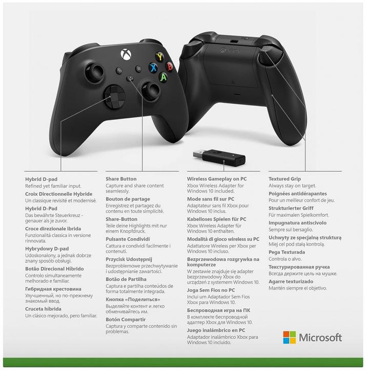 Actual product image Microsoft Xbox Wireless Controller + Wireless Adapter for Windows 10 (Xbox Series S, Xbox One S, PC, Xbox One X, Xbox Series X)