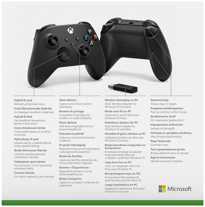 Actual product image Microsoft Xbox Wireless Controller + Wireless Adapter for Windows 10 (Xbox One X, Xbox Series X, PC, Xbox One S, Xbox Series S)