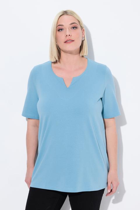 Immagine prodotto Ulla Popken T-shirt dal taglio svasato con scollo a tunica e mezze maniche (42, 44)