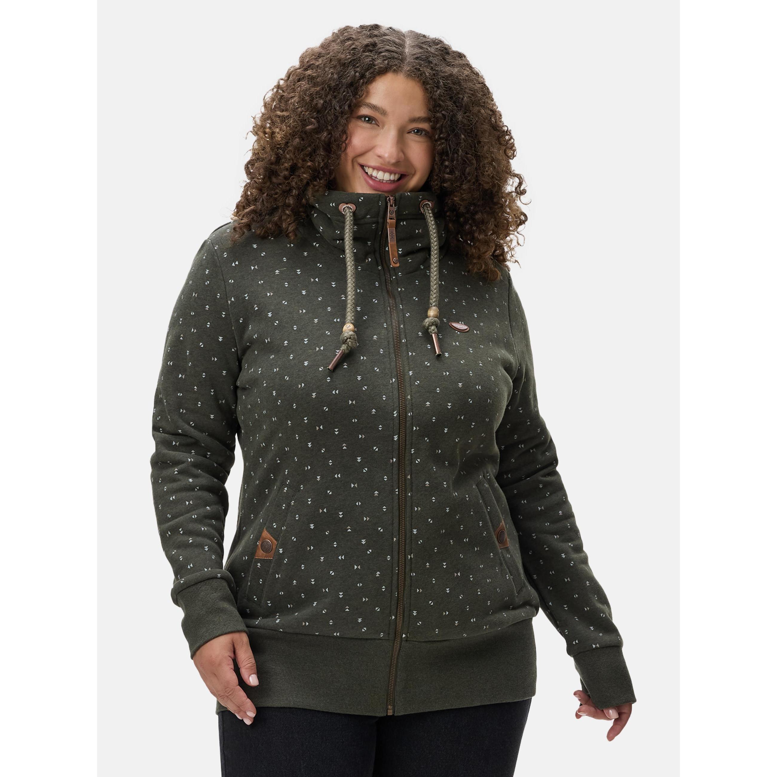 Ragwear, Damen, Pullover, Rylie Print Zip Plus, Grün, (44)