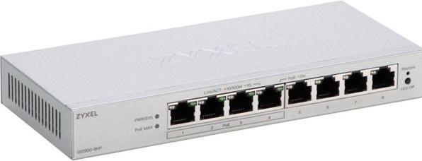 Actual product image Zyxel GS1200-8HPV3 8-Port Gigabit PoE+ web/smart managed (8 ports)