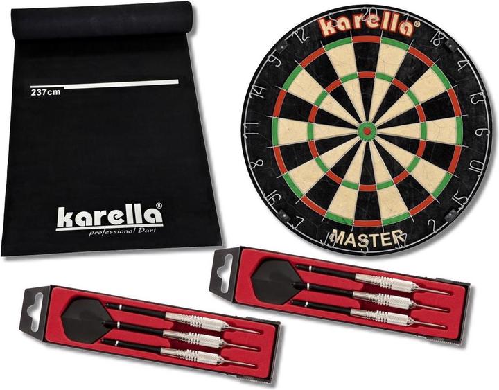 Actual product image Karella Dartboard Master Set Steeldarts and Mat