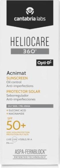Actual product image Heliocare 360 Acnimat SPF 50+ 50 ml (Suntan cream, SPF 50+, 50 ml)