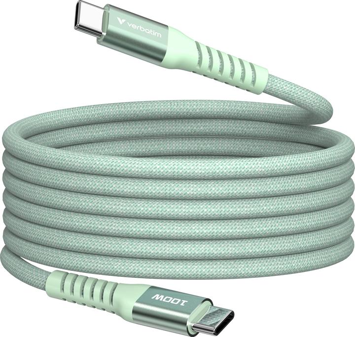 Verbatim Sync & Charge Magnetic Cable - 100W USB-C to USB-C 120 cm Green (1.20 m, USB 2.0, 100 W)