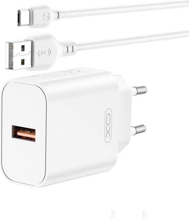 Produktbild xO wall charger CE33 QC 18W 1x USB white + cable USB-C (18 W, 1 Port)