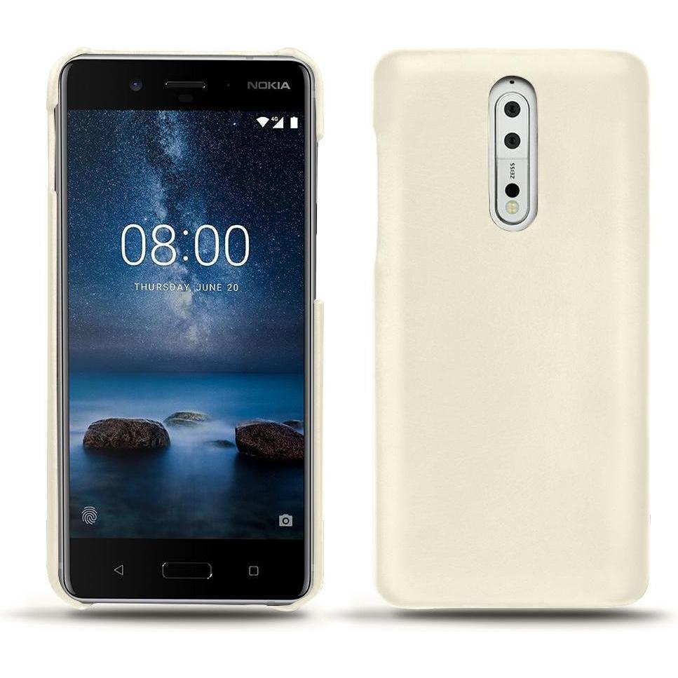 Noreve Lederschutzhülle (Nokia 8), Smartphone Hülle, Weiss