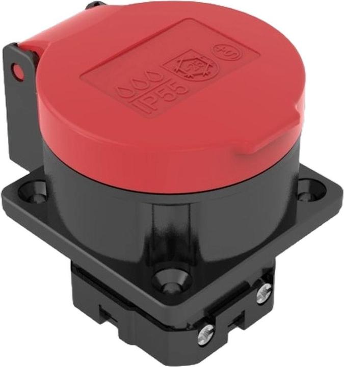 Actual product image Elbro EB socket outlet T25 IP55 16 A 400 VAC IK08 black/red S+ incl. seal