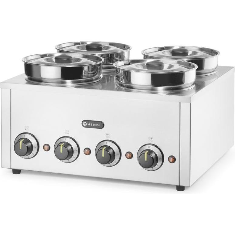 Thumbnail - Hendi Thermosystem, vierfach,, 16L, 220-240V/800W, 506x509x(H)298mm, Warmhalteplatte, Silber