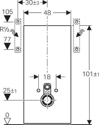 Image du produit Geberit Monolith Set d'entrée d'eau en bas, pour module sanitaire pour WC, 101cm
