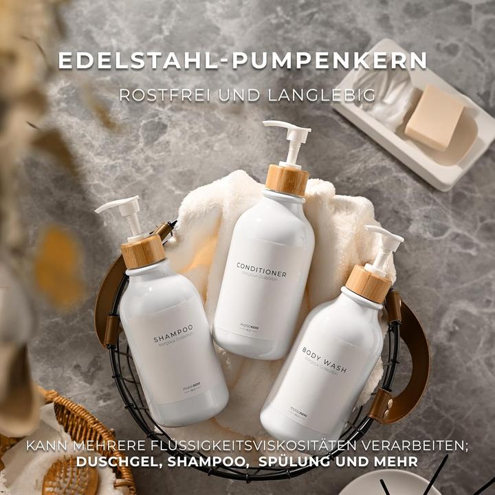 Image du produit Maisonovo 3er-Set Shampooflaschen zum Befüllen mit Wandhalterung