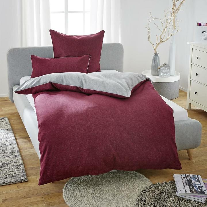 Produktbild Biberna Melange Flanell Wendebettwäsche 840500 (Bettwäsche Set, 155 x 220 cm, 80 x 80 cm)