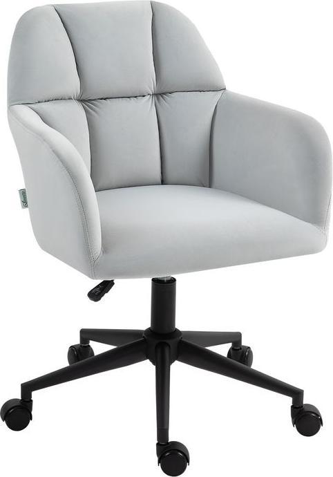 Immagine prodotto Swisshandel24 Sedia da ufficio, look velluto, con braccioli, grigio chiaro