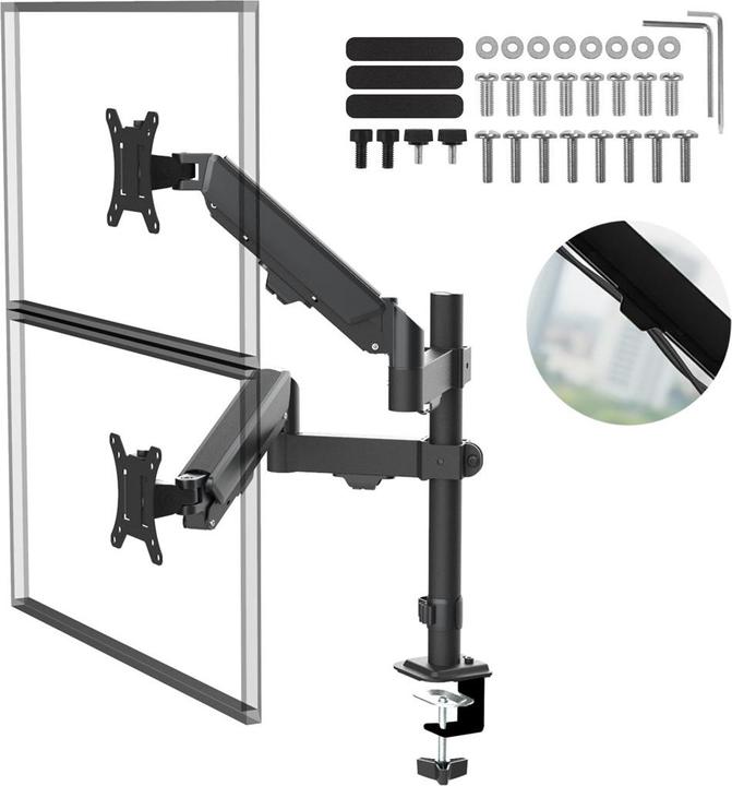 Actual product image Maclean Halterung für 2 Maclean-Monitore Gasfeder 17 -32 2-10kg schwarz MC-136 (32", 10 kg)